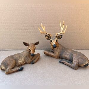 Vintage 1980’s Buck and Doe Deer Homco  Figurines, Home Interiors.